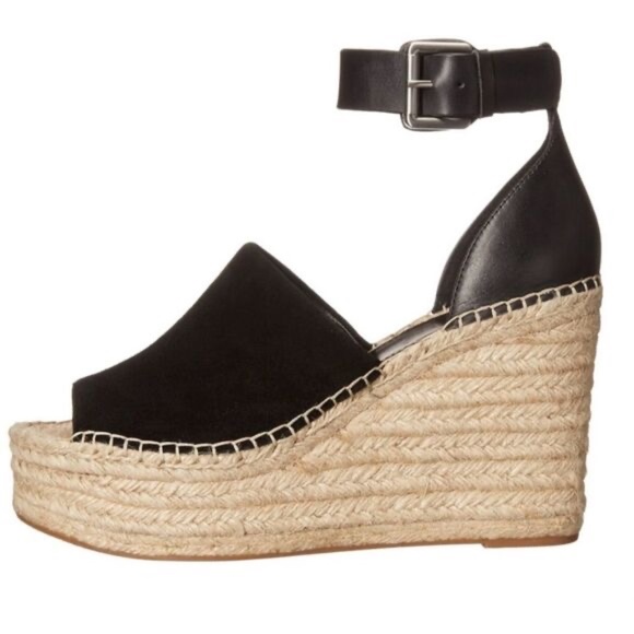 Marc Fisher Adalyn Espadrille Wedge Sandal in Black Suede and Leather - Picture 3 of 13